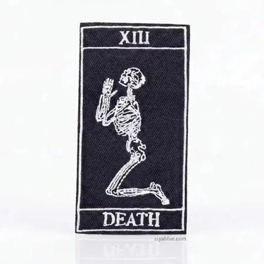 Death Skeleton Tarot Patch: Macabre Iron-On  Ziya Blue