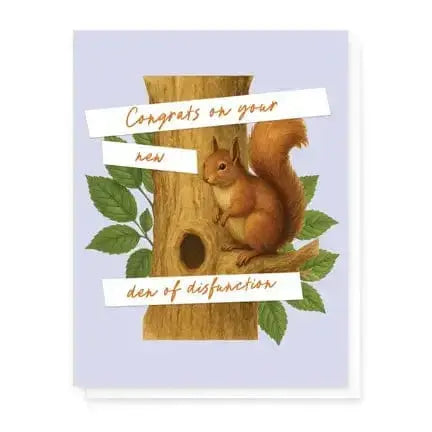Den of Disfunction Card: Funny Housewarming Greeting Faire Ziya Blue
