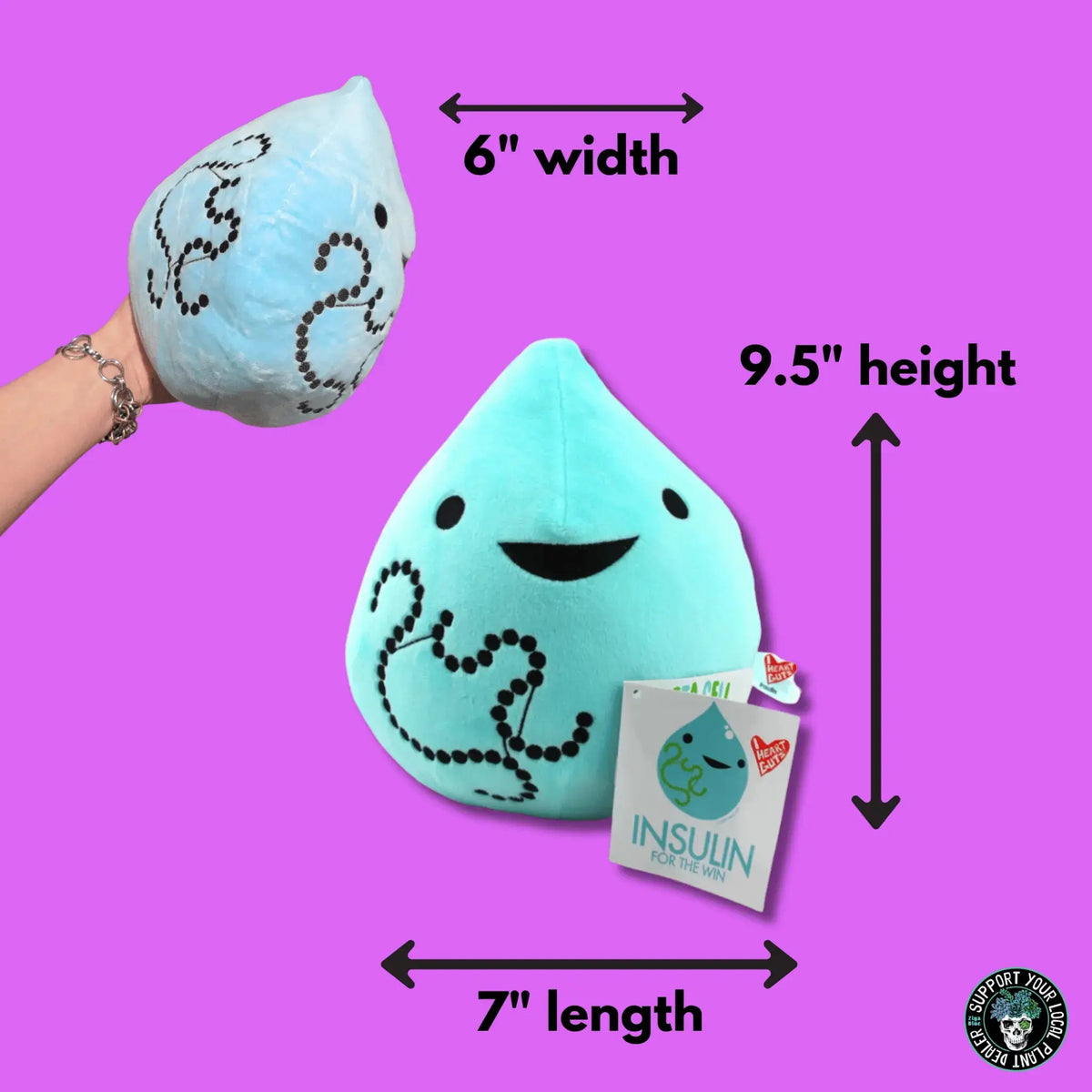 Diabetes Plushie: Cute T1D Humor I Heart Guts Ziya Blue