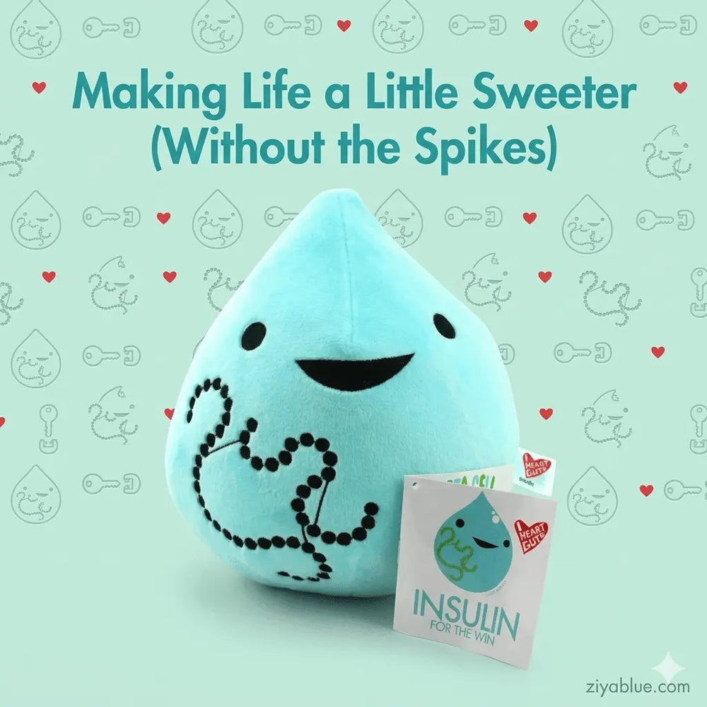 Diabetes Plushie: Cute T1D Humor I Heart Guts Ziya Blue