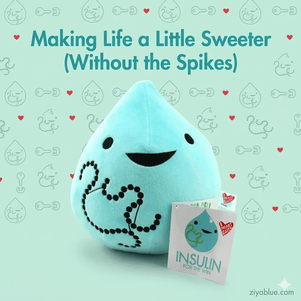 Diabetes Plushie: Cute T1D Humor I Heart Guts Ziya Blue