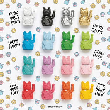 Diminuto Lucky Cat: Waving Figurine Diminuto Cielo Ziya Blue