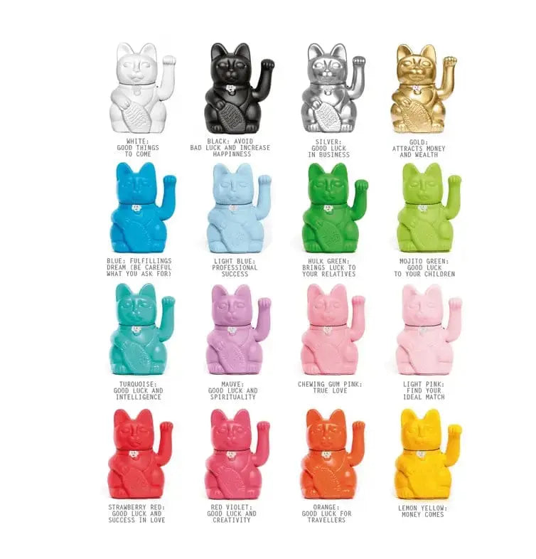 Diminuto Lucky Cat: Waving Figurine Diminuto Cielo Ziya Blue