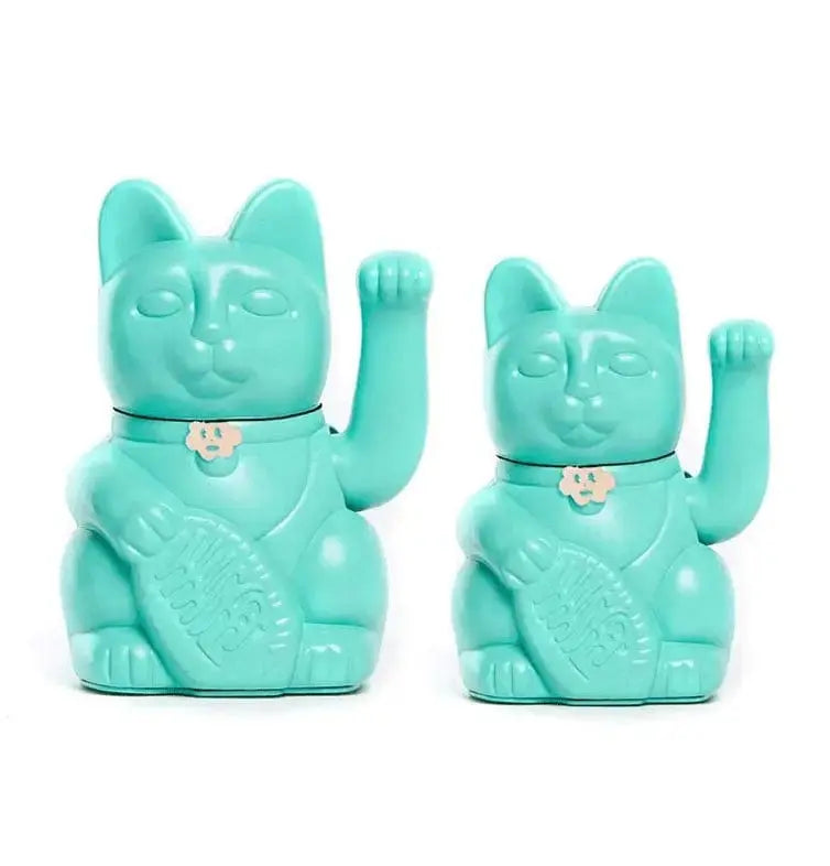 Diminuto Lucky Cat: Waving Figurine Diminuto Cielo Ziya Blue