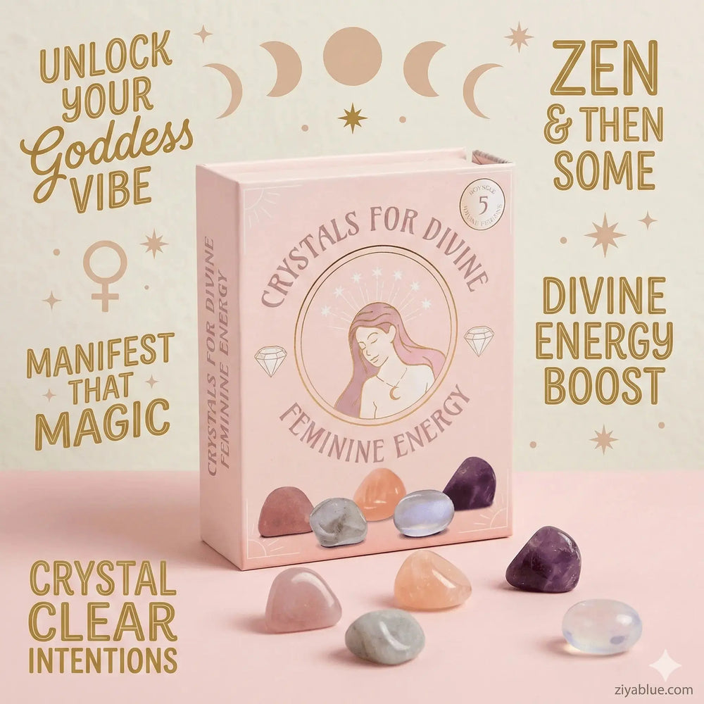 Divine Feminine Energy Crystal Set | Goddess Toolkit & 5 Crystals Something Different Ziya Blue