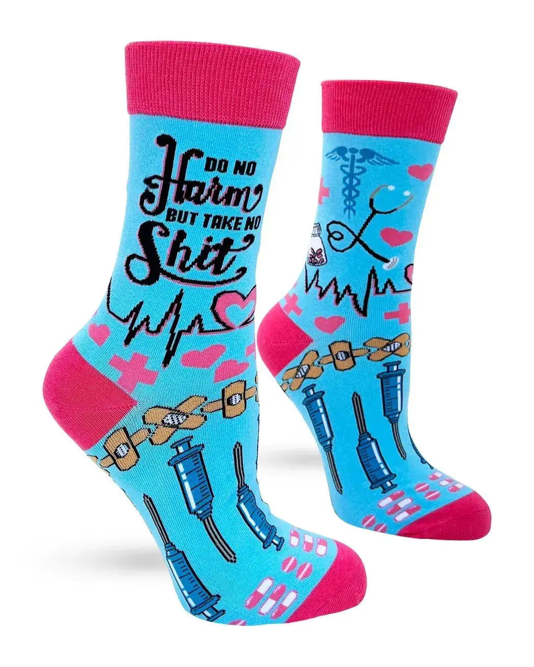 Do No Harm Socks: Funny Nurse Crew Fabdaz Ziya Blue