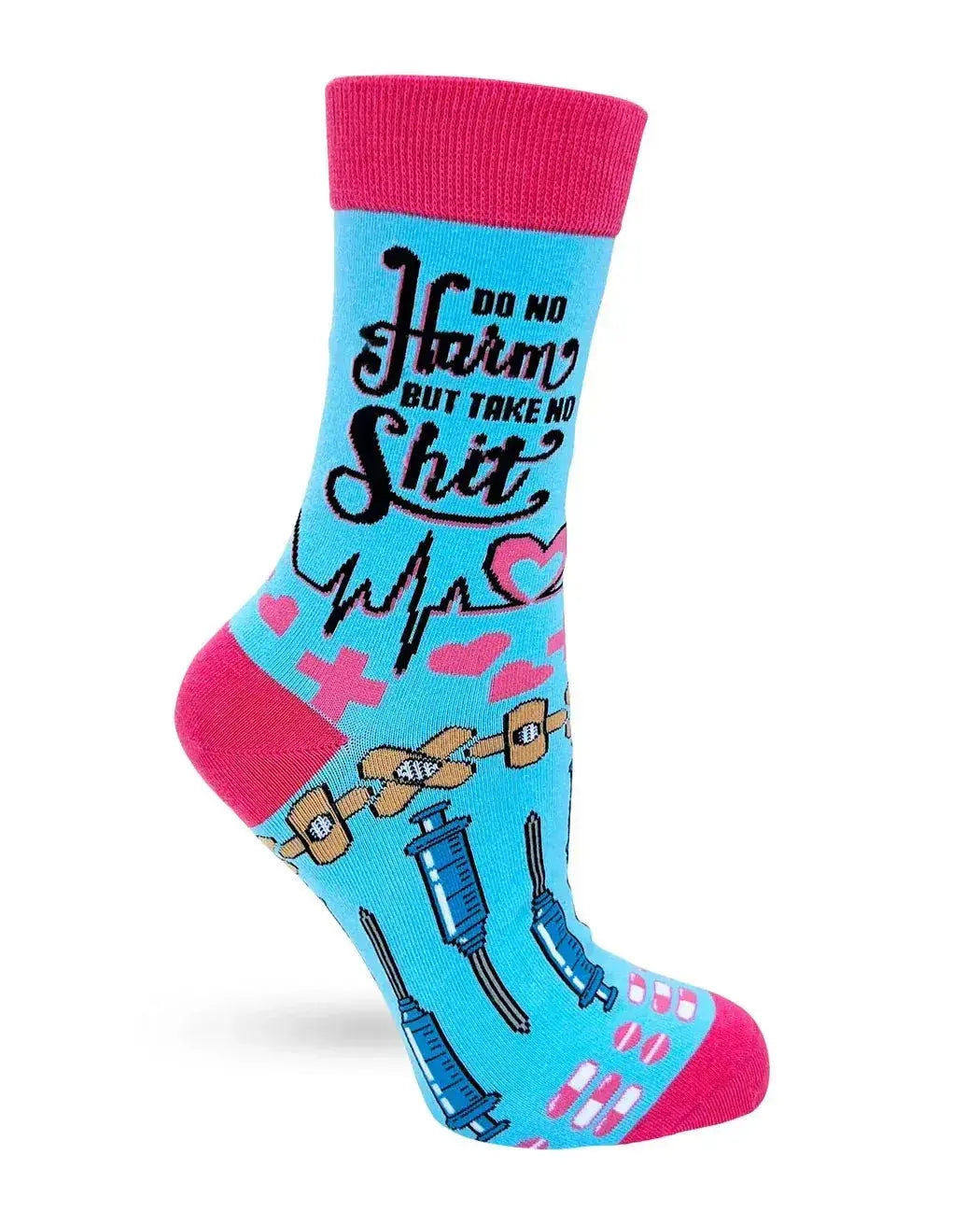 Do No Harm Socks: Funny Nurse Crew Fabdaz Ziya Blue