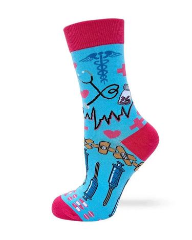 Do No Harm Socks: Funny Nurse Crew Fabdaz Ziya Blue