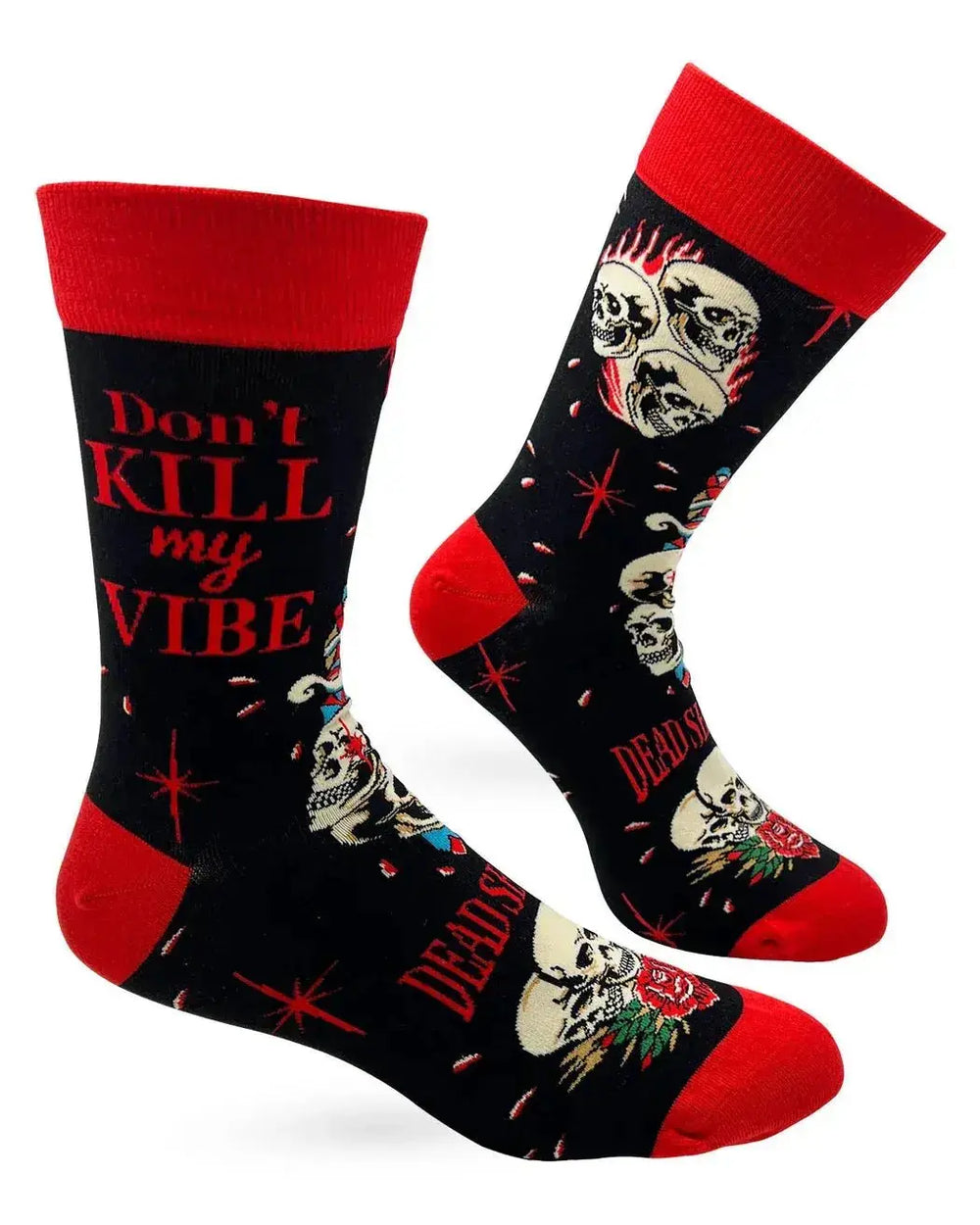 Dont Kill My Vibe Socks: Mens Skull Crew Fabdaz Ziya Blue