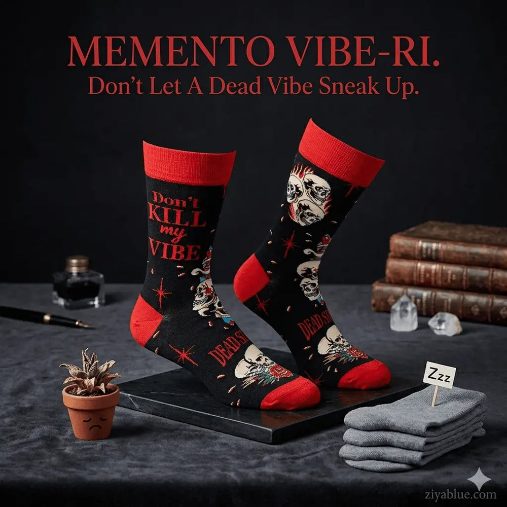 Dont Kill My Vibe Socks: Mens Skull Crew Fabdaz Ziya Blue