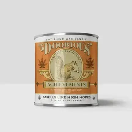 Doobious Achievements Candle Cannabis 16oz scents of accompliments Ziya Blue