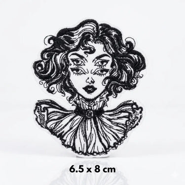 Double Eyed Gothic Woman Iron-On Patch  Ziya Blue