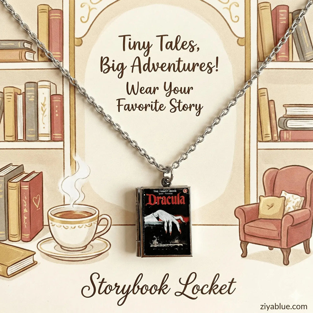 Dracula Locket | Gothic Literary Book Necklace Marshall and Rose Ziya Blue