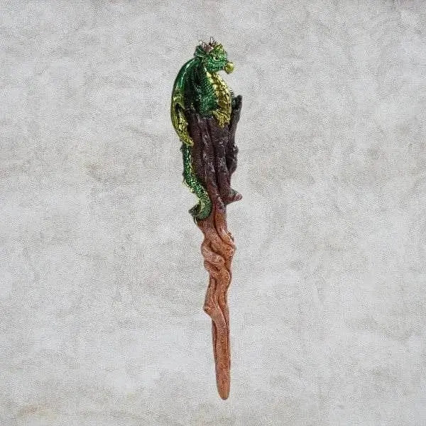Dragon Magic Wand | Green & Gold Mythical Staff | Fantasy Cosplay & Altar Tool Pacific Giftware Ziya Blue