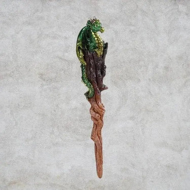 Dragon Magic Wand | Green & Gold Mythical Staff | Fantasy Cosplay & Altar Tool Pacific Giftware Ziya Blue