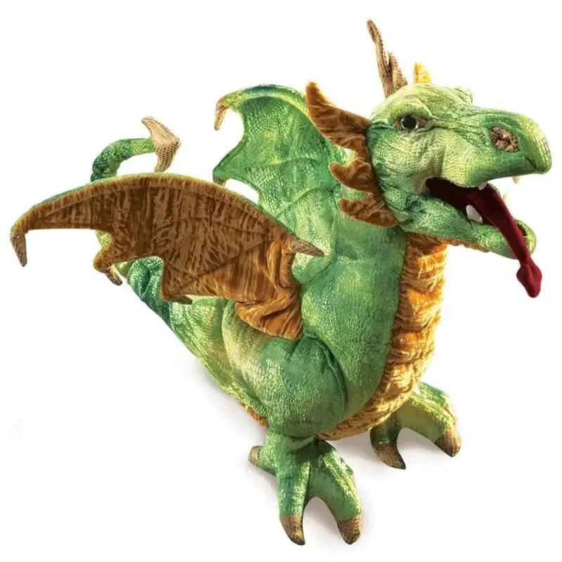 Dragon Puppet | Folkmanis Wyvern Green Hand Puppet Folkmanis Puppets Ziya Blue