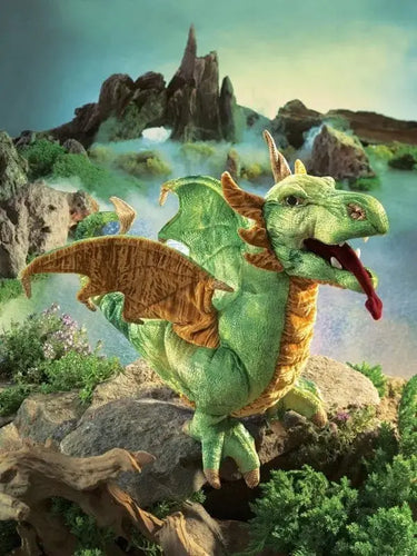 Dragon Puppet | Folkmanis Wyvern Green Hand Puppet Folkmanis Puppets Ziya Blue