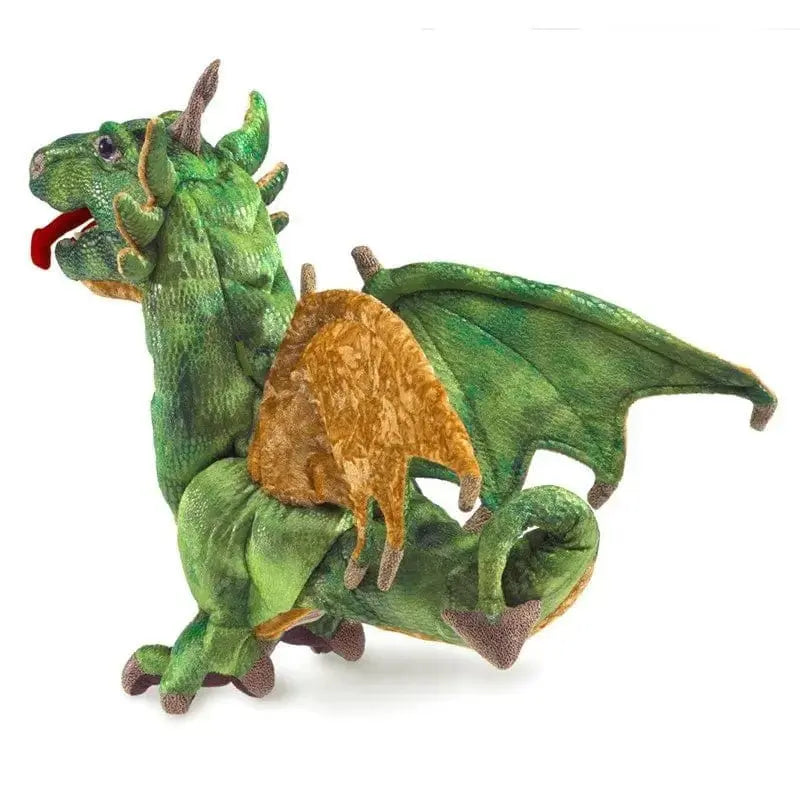 Dragon Puppet | Folkmanis Wyvern Green Hand Puppet Folkmanis Puppets Ziya Blue