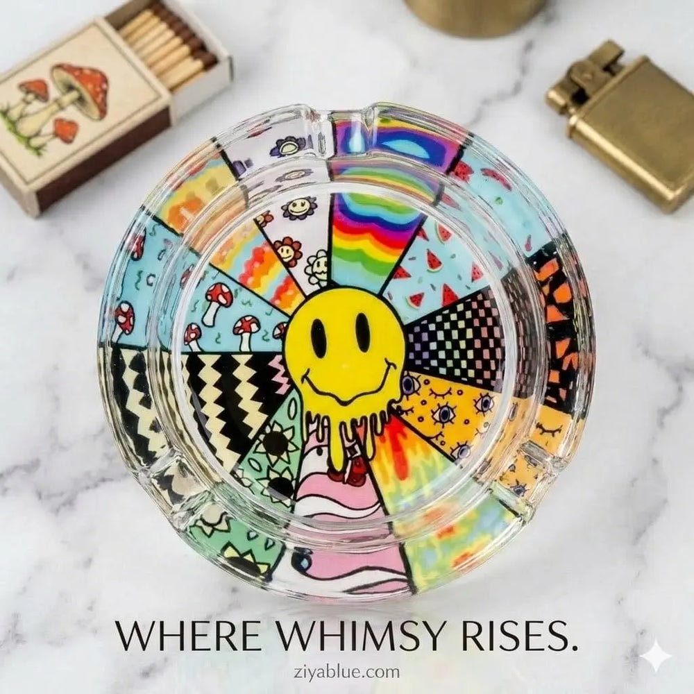 Drippy Hippy Glass Ashtray Ziya Blue Ziya Blue