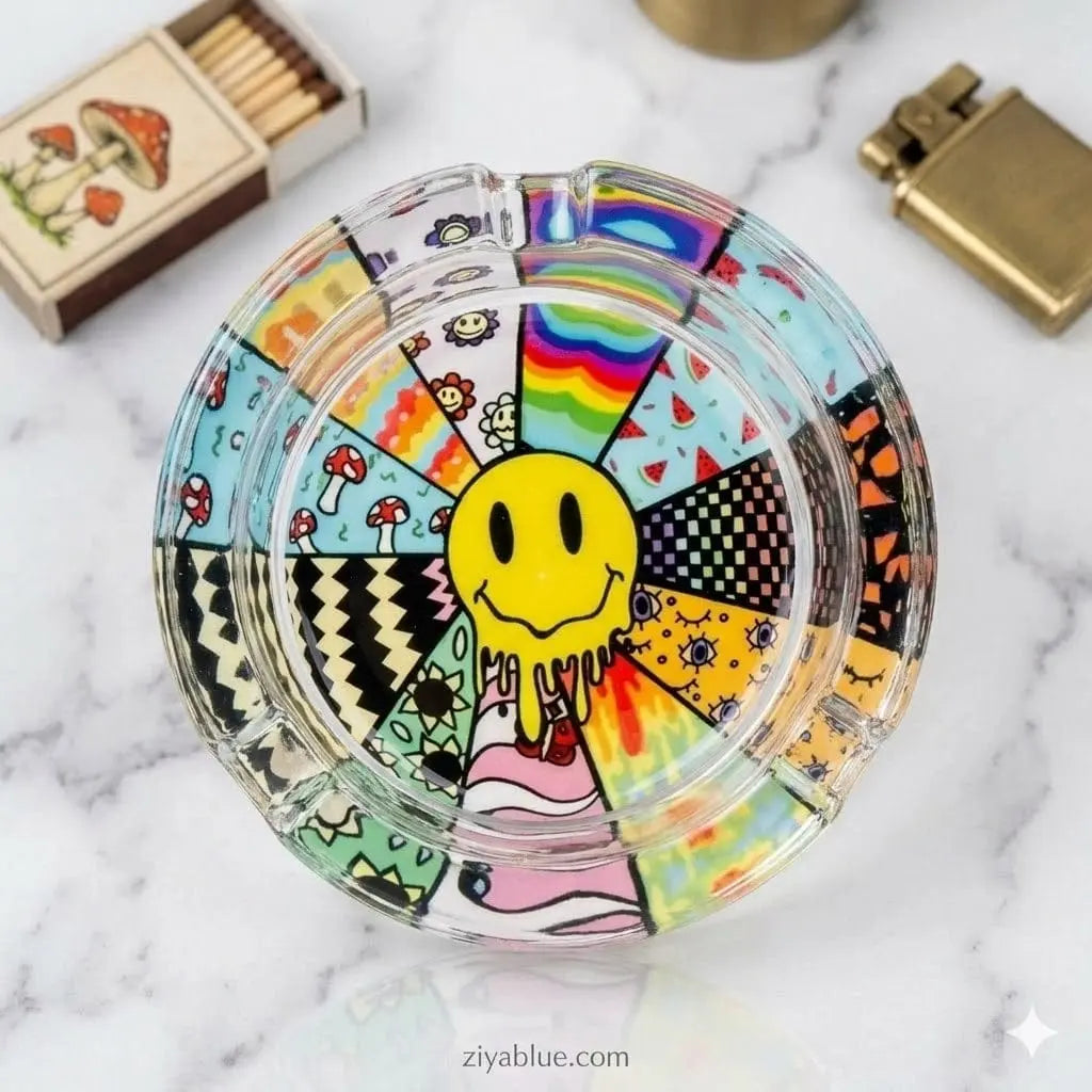 Drippy Hippy Glass Ashtray Ziya Blue Ziya Blue