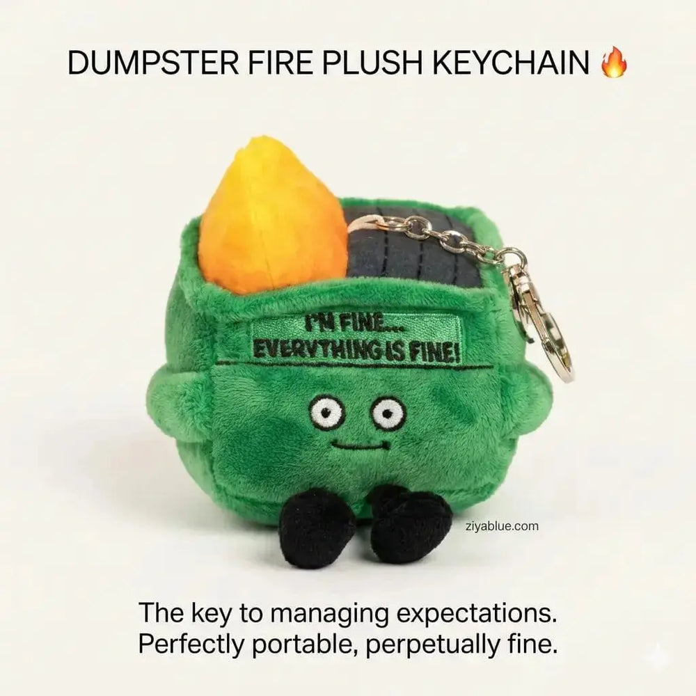 Dumpster Fire Plush Keychain: The "Everything's Fine" Companion 🔥 Punchkins Ziya Blue