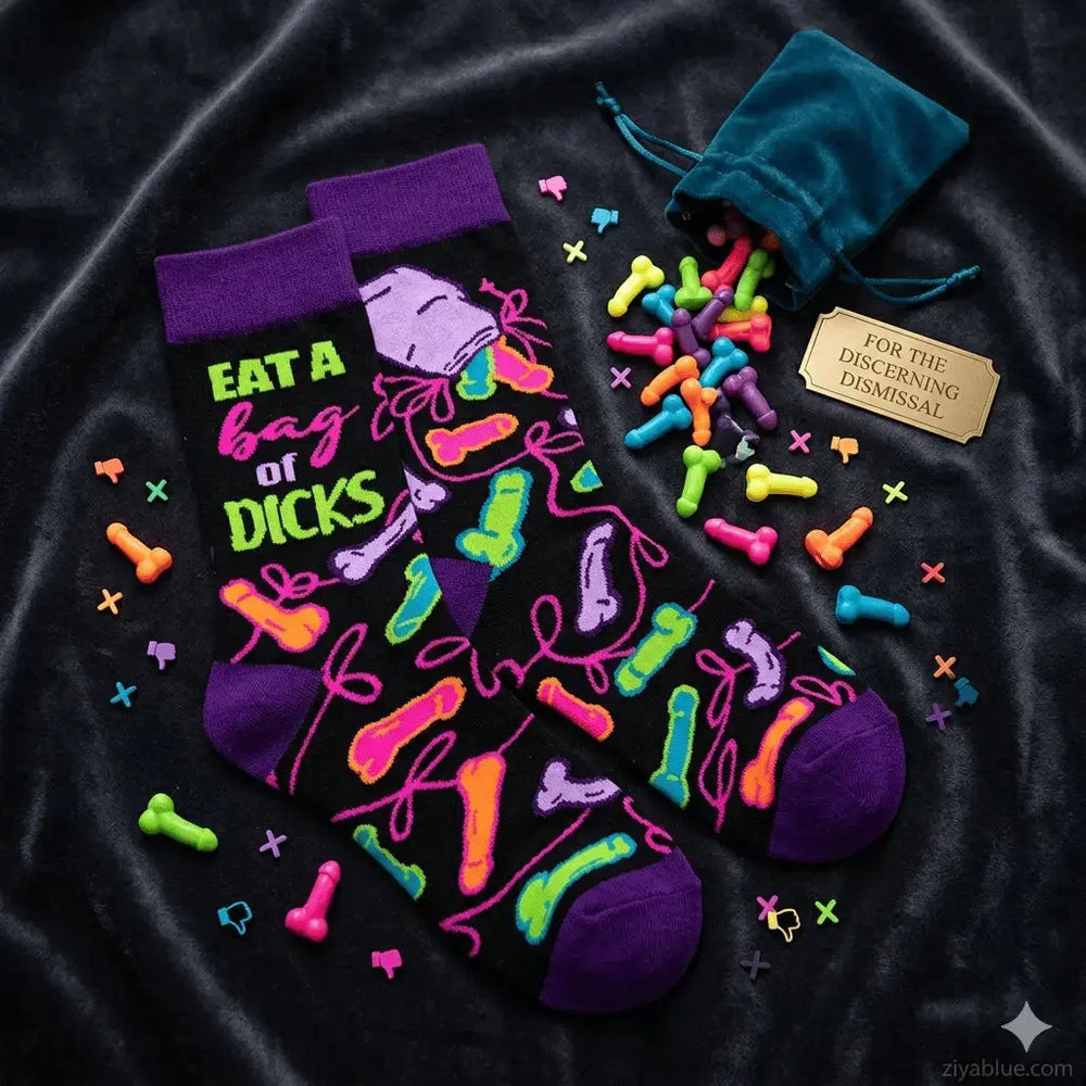 Eat A Bag Of Dicks Socks: Women's Sassy Novelty Fabdaz Ziya Blue