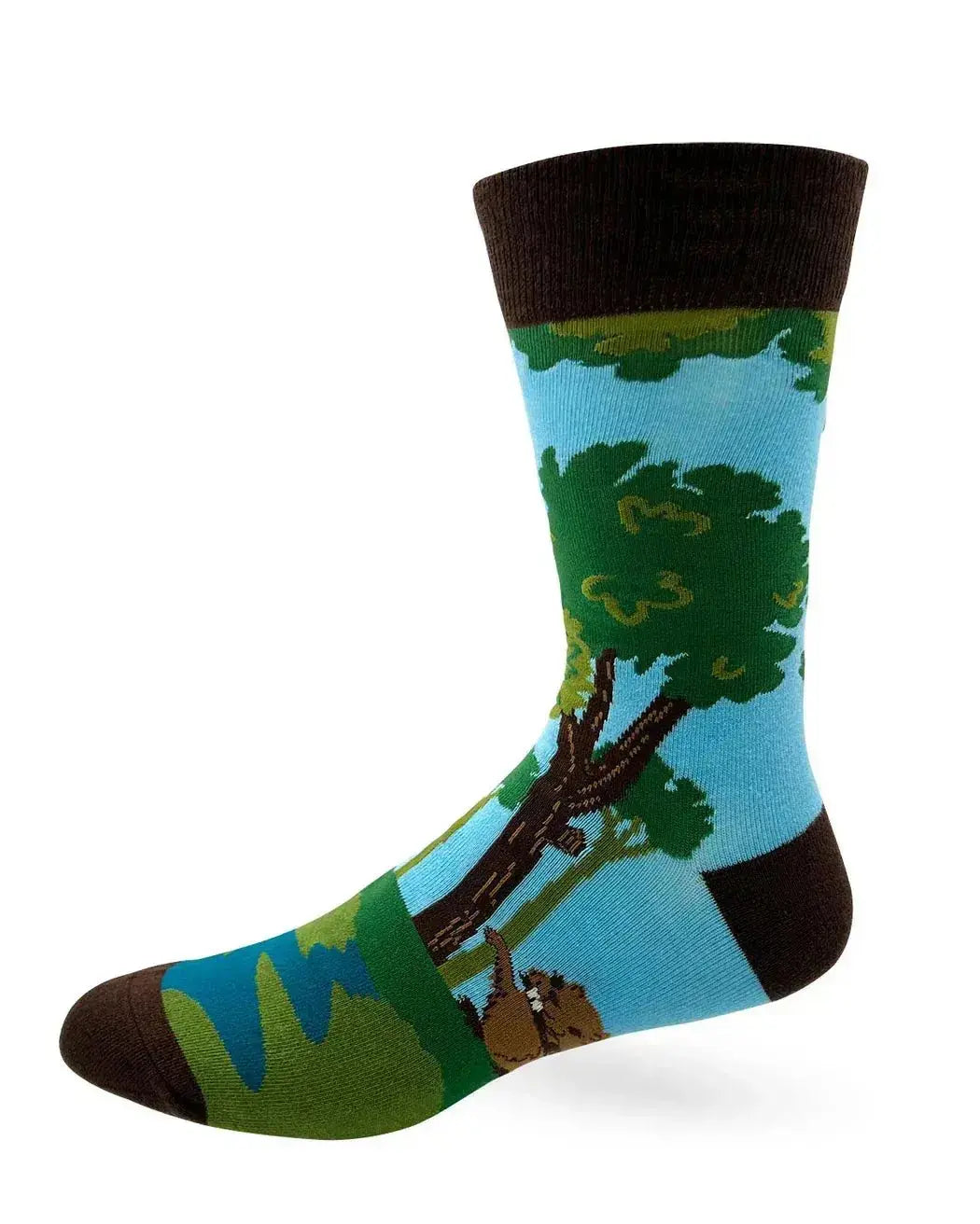 Eat A Beaver Socks: Funny Mens Crew Fabdaz Ziya Blue