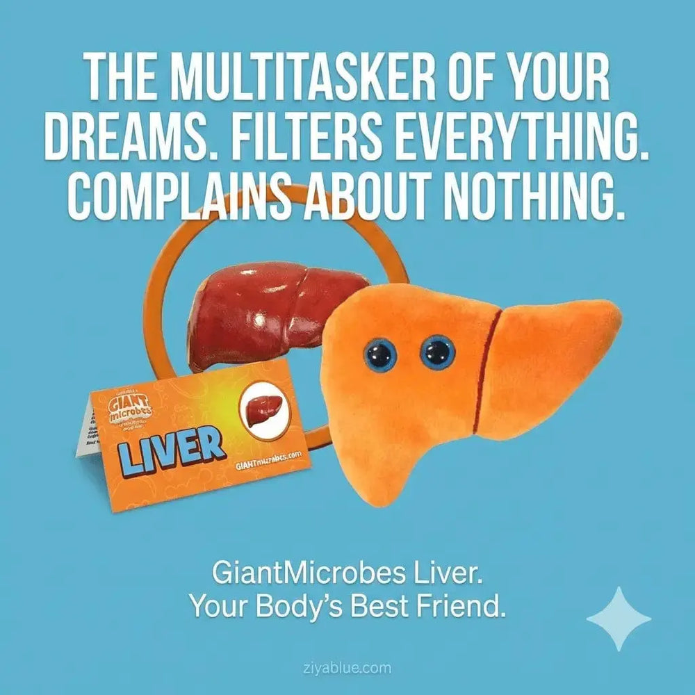 Educational GIANTmicrobes Liver Plush Toy Giant Microbes Ziya Blue