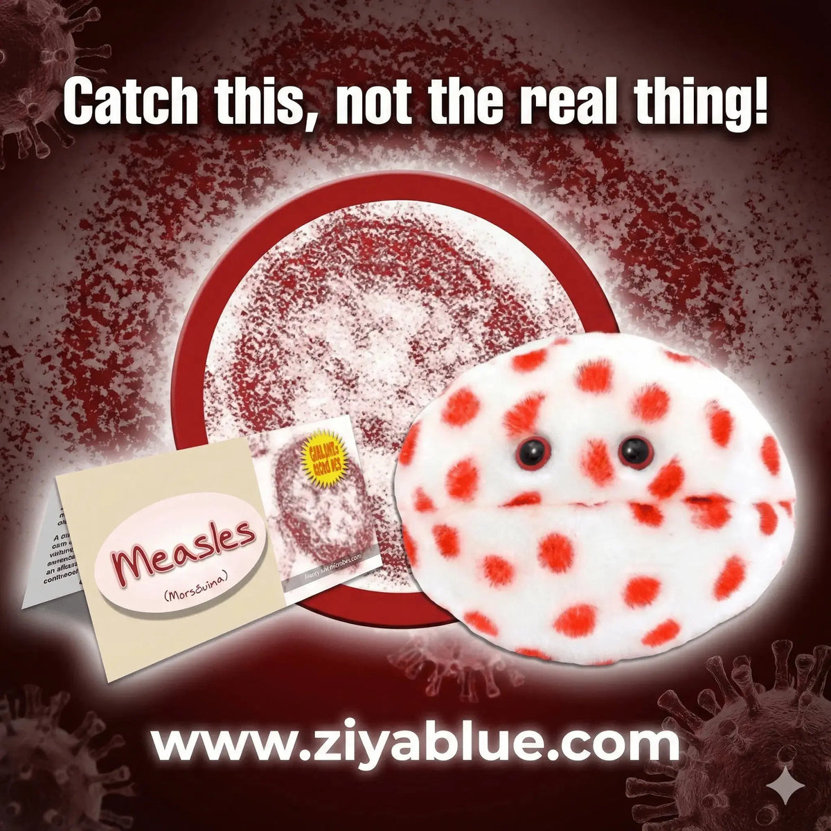 Educational GIANTmicrobes Measles Plush Toy Giant Microbes Ziya Blue