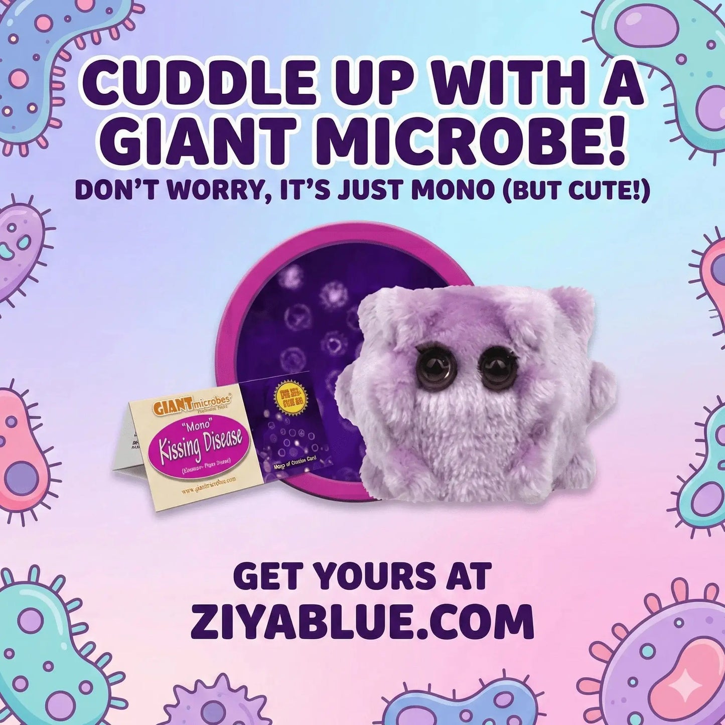 Educational GIANTmicrobes Mono Plush Toy Giant Microbes Ziya Blue