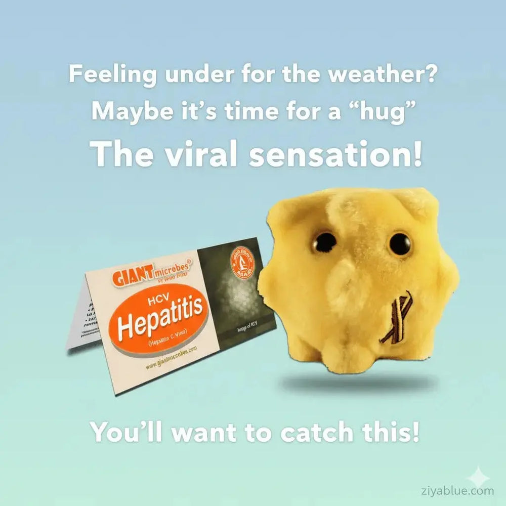 Educational Hepatitis Plush for Liver Health Giant Microbes Ziya Blue