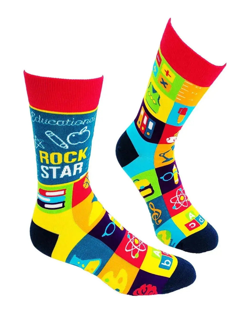 Educational Rock Star Socks: Men's Teacher Crew Fabdaz Ziya Blue