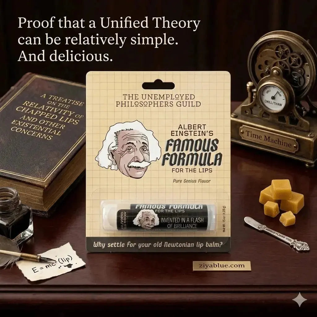 Einstein Lip Balm | Unflavored Theory of Soft Lips Unemployed Philosophers Guild Ziya Blue