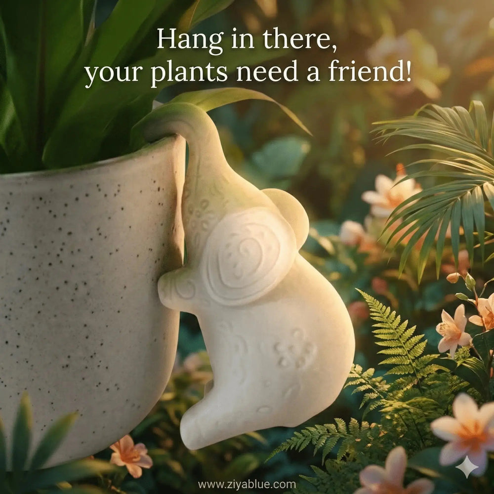 Elephant Plant Pot Hugger - Tiny Trunk & Big Personality Lisa Angel Ziya Blue