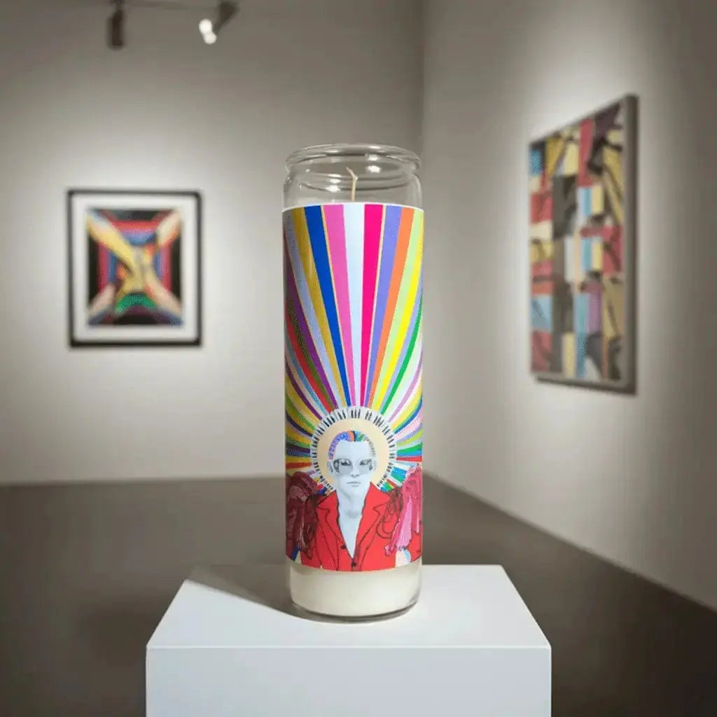 Elton John Prayer Candle: Rocket Man Devotional Faire Ziya Blue