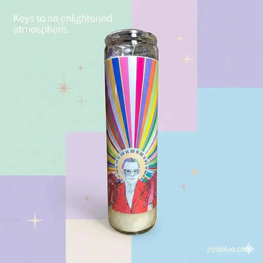 Elton John Prayer Candle: Rocket Man Devotional Faire Ziya Blue