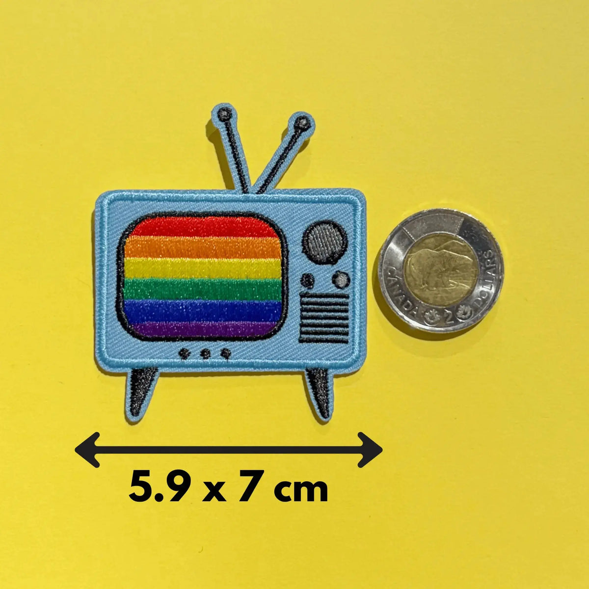 Embroidered Rainbow Retro TV Pride Patch  Ziya Blue