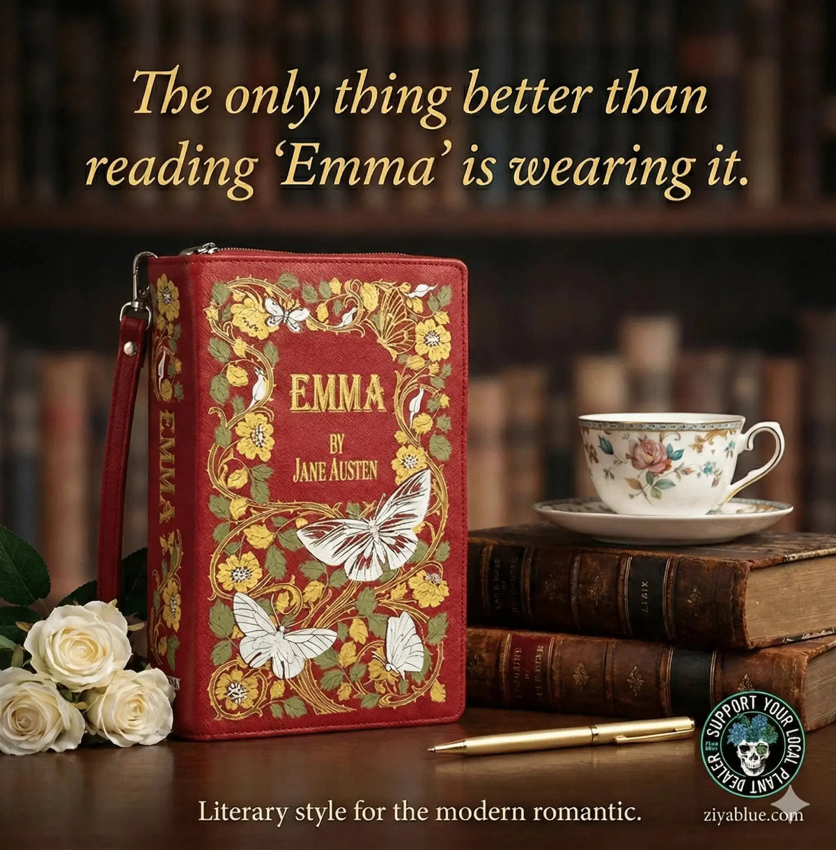 Emma Book Clutch – Jane Austen Literary Crossbody Bag COMECO INC Ziya Blue