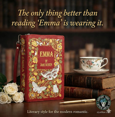 Emma Book Clutch – Jane Austen Literary Crossbody Bag COMECO INC Ziya Blue