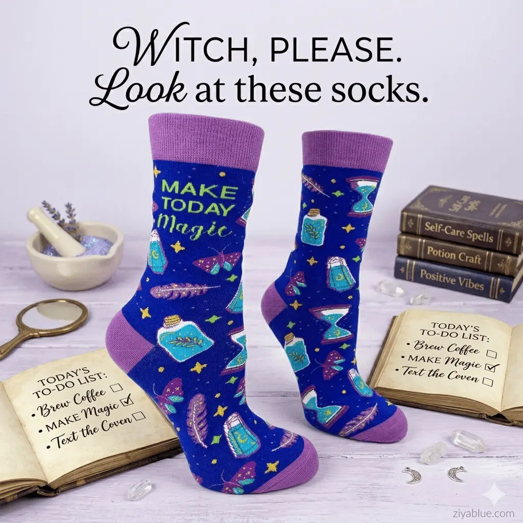 Enchant Your Wardrobe: Women's Make Today Magic Socks Fabdaz Ziya Blue