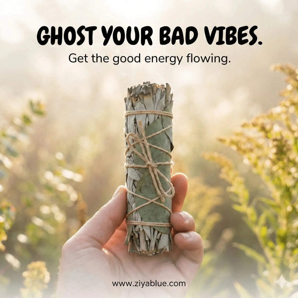 Eucalyptus Sage Smudge Stick (4") Designs by Deekay Ziya Blue