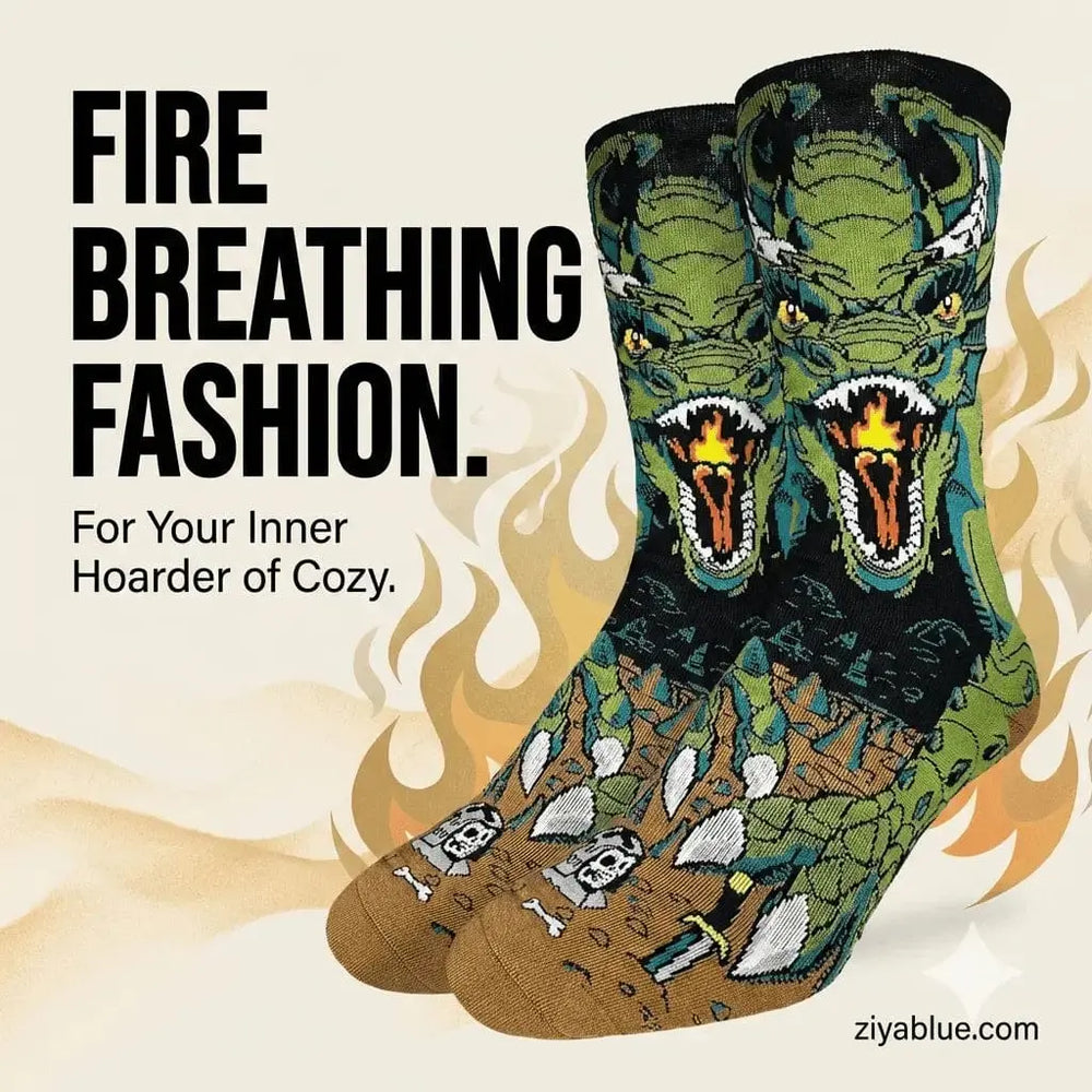 Evil Dragon Socks: Fire Breathing Fashion Good Luck Sock Ziya Blue