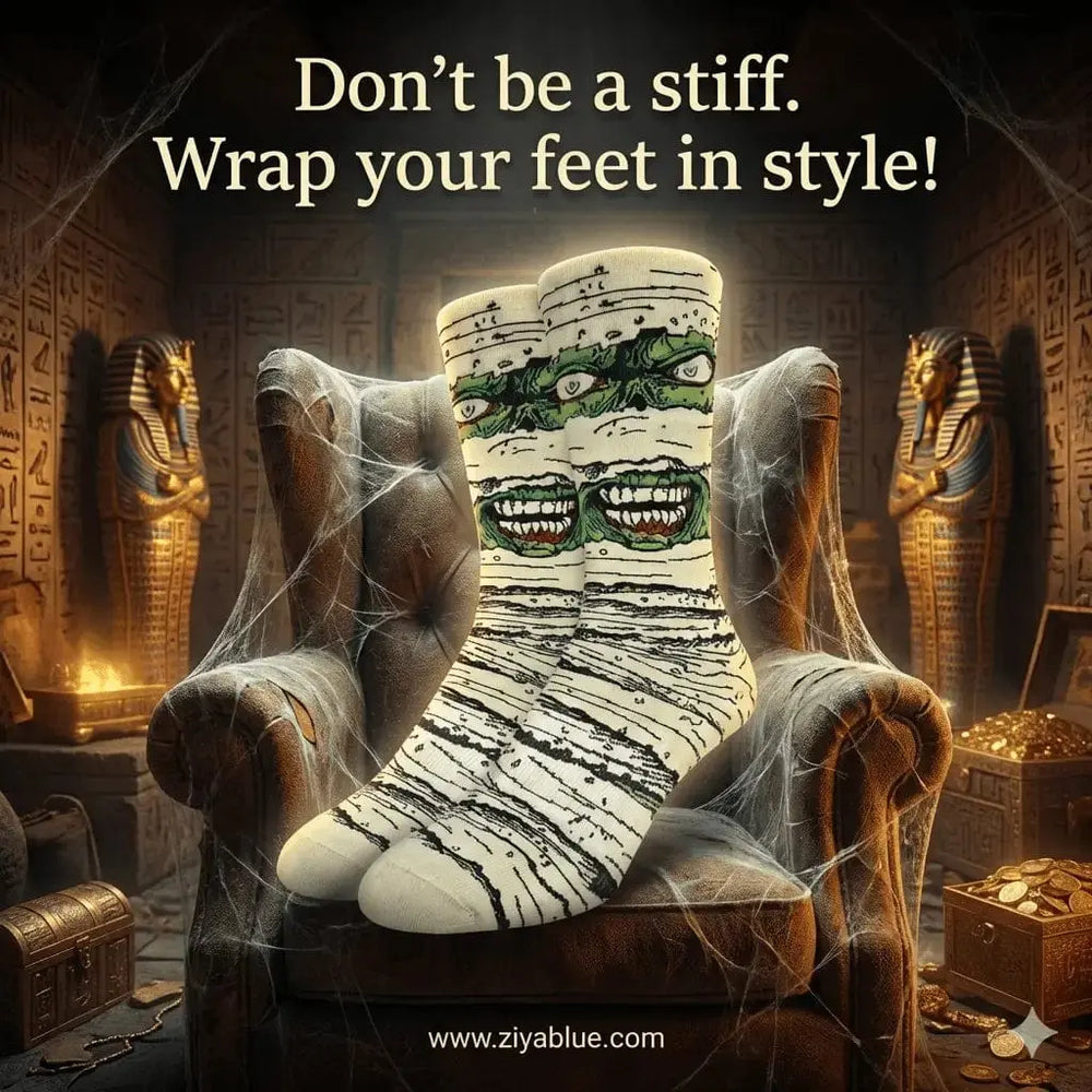Evil Mummy Socks: A Spooky Gift Good Luck Sock Ziya Blue