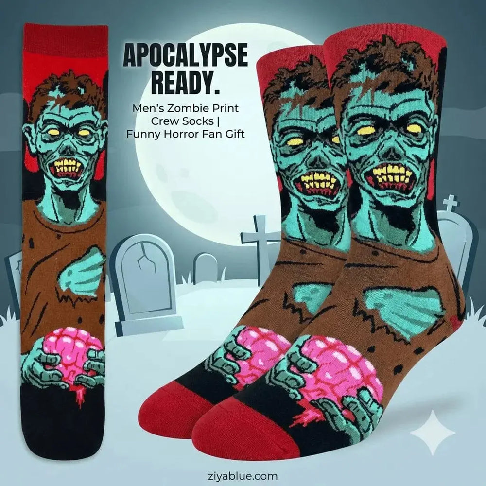 Evil Zombie Socks: A Killer Choice Good Luck Sock Ziya Blue