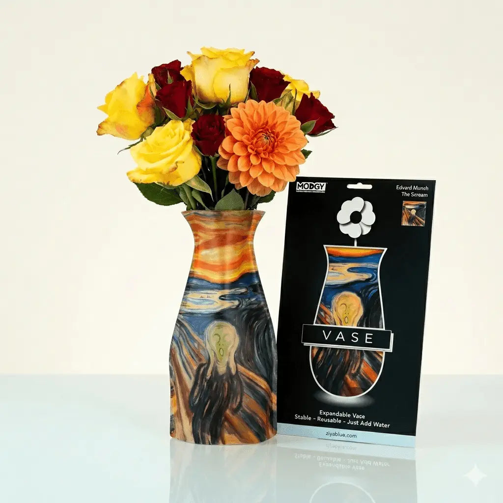 Expandable Plastic Vase: Flat-to-Fab Flower Holder Modgy Ziya Blue