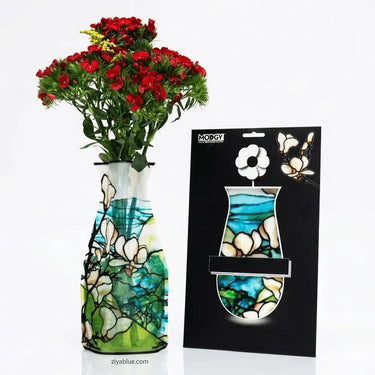 Expandable Plastic Vase: Flat-to-Fab Flower Holder Modgy Ziya Blue