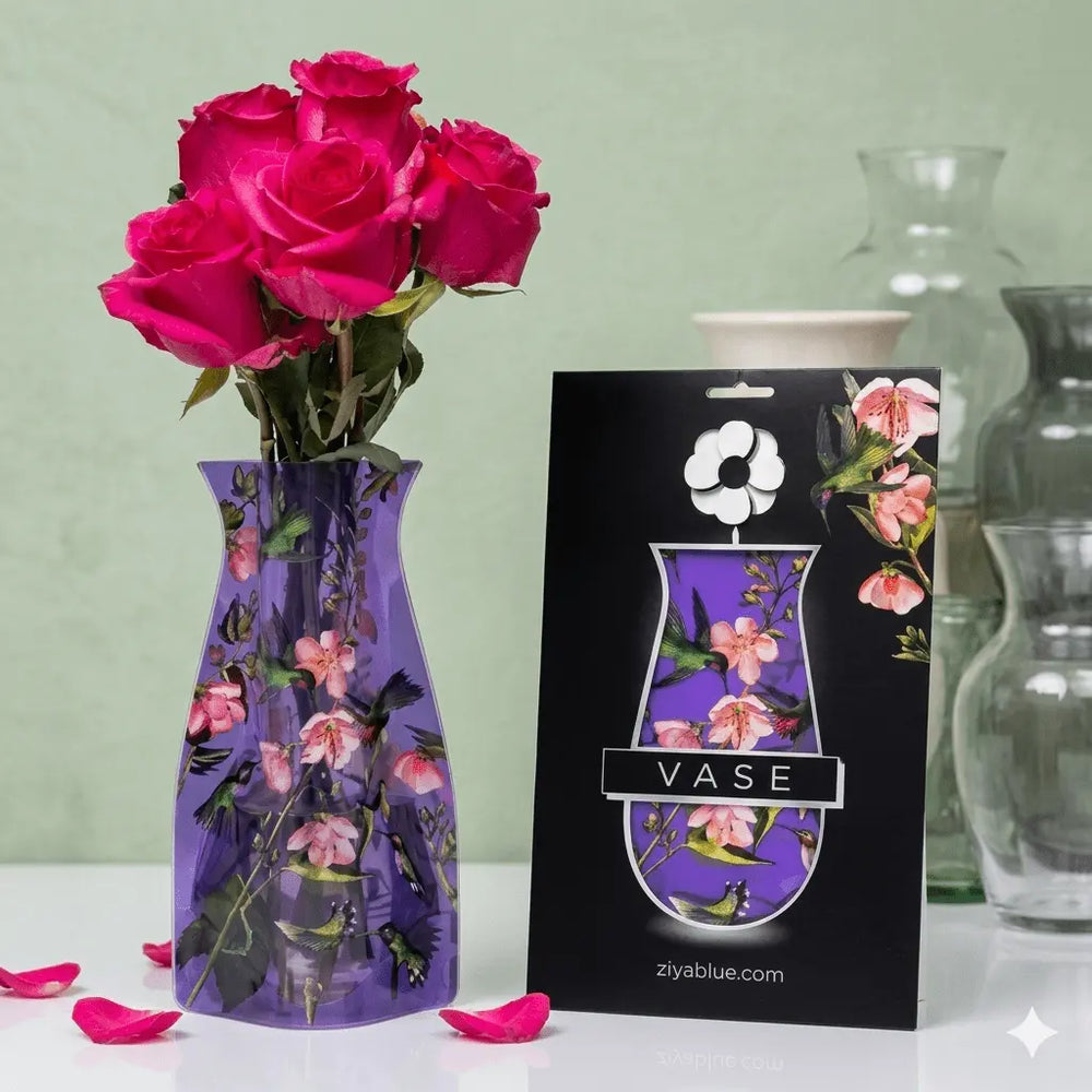 Expandable Plastic Vase: Flat-to-Fab Flower Holder Modgy Ziya Blue
