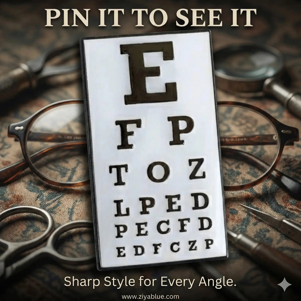 Eye Chart Pin | Snellen Ophthalmology Enamel Flair Rad Girl Creations Ziya Blue
