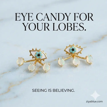 Eye Stud Earrings w/ Jaclets Wildflower Co. Ziya Blue