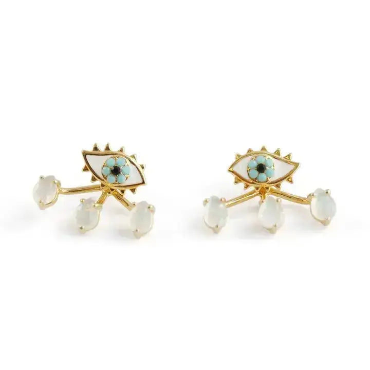 Eye Stud Earrings w/ Jaclets Wildflower Co. Ziya Blue